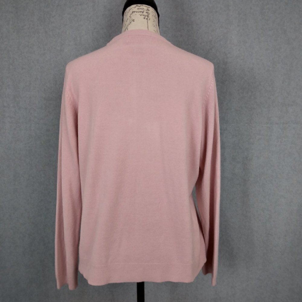 Vintage Pink Pastel Embroidered Beaded Applique Cardigan Sweater | Size L - Picture 8 of 10